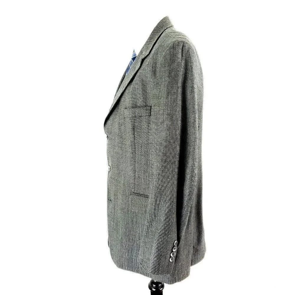 Stafford Executive Wool‎ Silk 3 Button Sport Coat 42R Black White Check